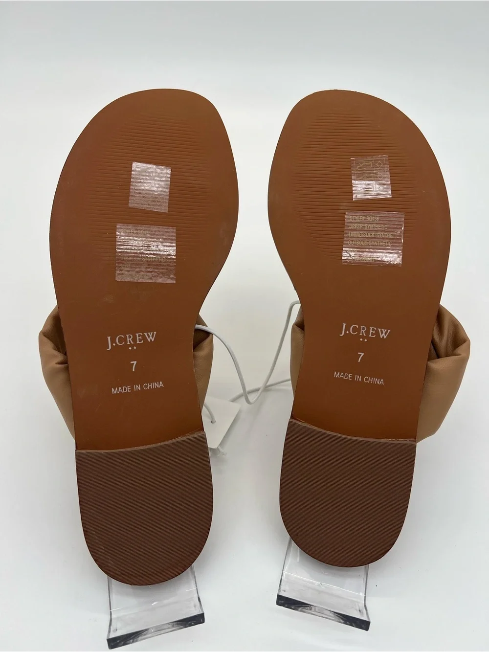 J. Crew Cognac Knotted Leather Toe-Post Sandals size 7